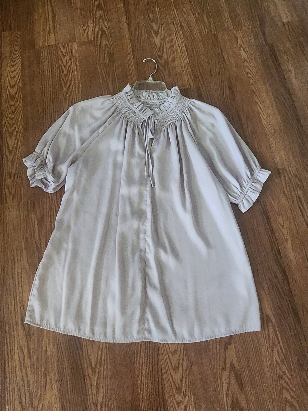 Womens Smocked Neck Peasant Blouse - Cream